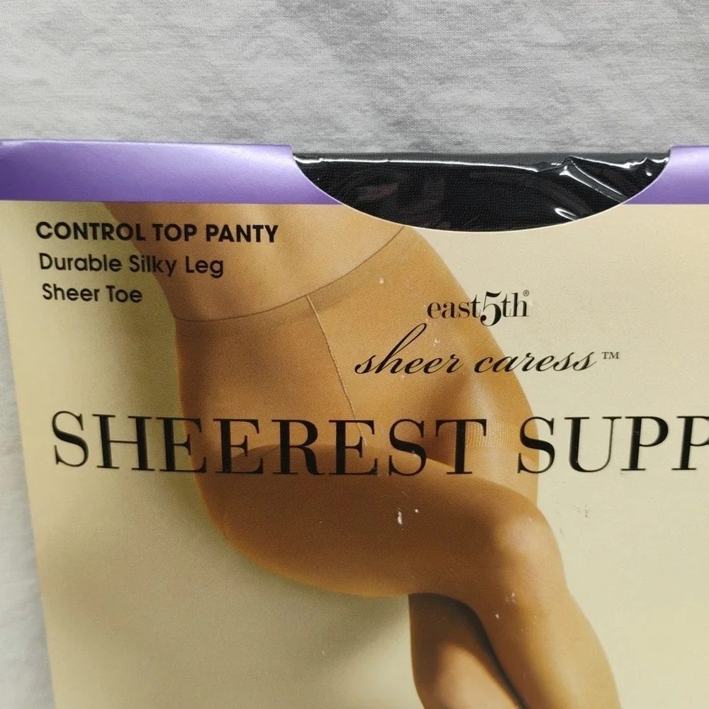 East‎ 5th Sheerest Support Pantyhose Control Top AVERAGE Off Black JcPenney